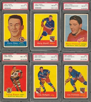1957/58 Topps Hockey PSA NM-MT 8 Collection (6 Different) Including Four Hall of Famers
